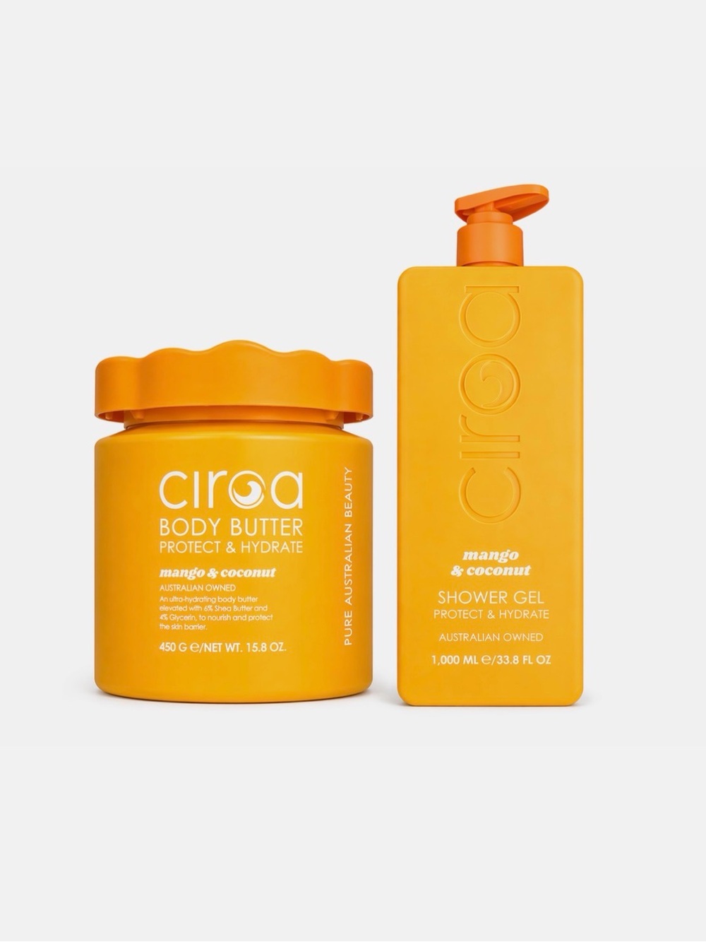 Ciroa Mango Coconut Body Care Set Shower Gel 33.8 oz + Body Butter 15.8 oz